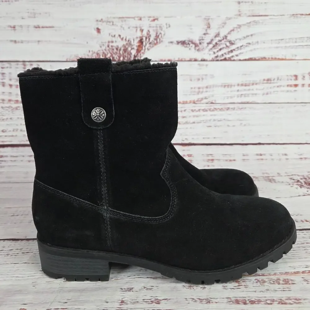 BJORNDAL Women's Kaidee Aspen Black Suede Boots 8 Comfort Slip on Neutral Basic